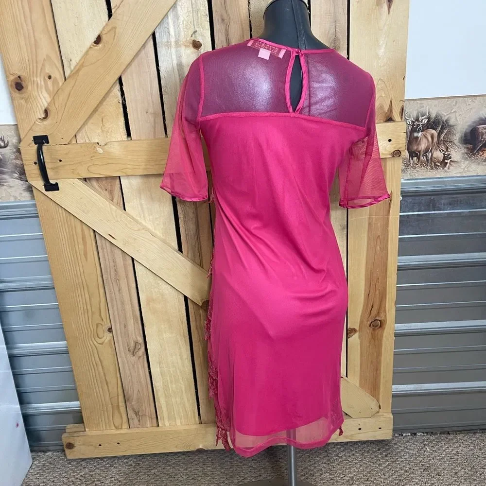 Badgley Mischka American Glamour Sequin Pink Dress Sexy Formal Womens Small